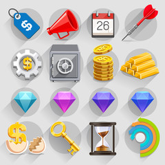 Business flat icons color set.