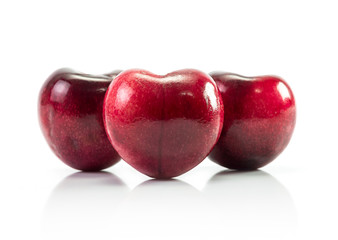 Natural heart shape from cherry fruit