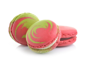 Tasty macaroon isolate on with background