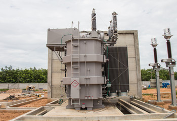 Obraz premium Power transformer in sub station 115 kv/22 kv wait for wiring
