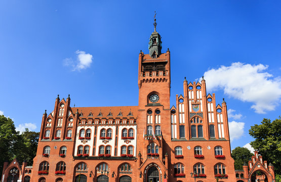 Neo-gothic Town Hall in Słupsk, Poland