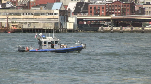 NYPD surveillance boat on East River