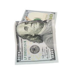 one hundred dollar bill isolated on white