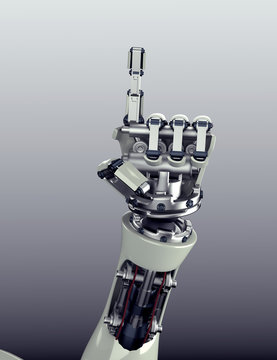 futuristic robot arm with hand gesture