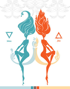 Fiery spirit, Water Spirit. Elements.