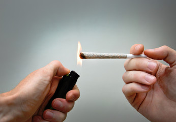 Burning marijuana joint