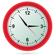 Clock, vector, illustration, red