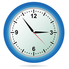 Clock, vector, illustration, blue