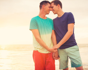 Gay couple watching sunset