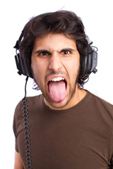 Hindu young man with headphones