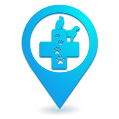 Obraz premium vétérinaire sur symbole localisation bleu