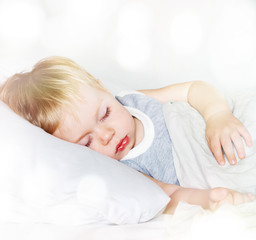 Obraz na płótnie Canvas Little Boy with Fair Hair. Sleeping