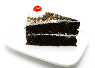 chocolate cake slice on plate
