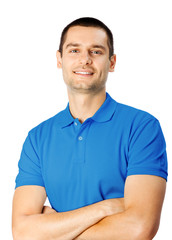 Portrait of happy smiling young man, isolated