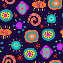 Decorative seamless pattern in psychedelic style - 68236801