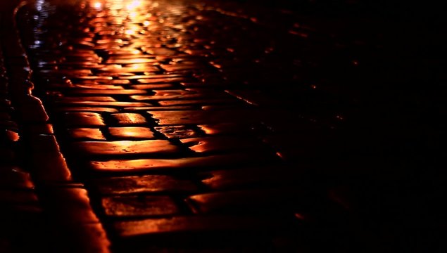 Shiny night pavement