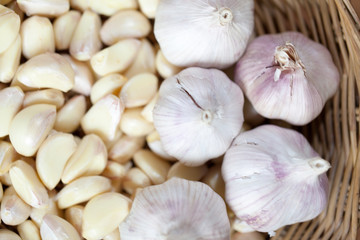 close up of garlic on market stand