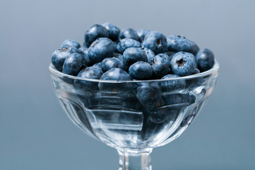 Blueberries in the glass. Close-up.