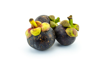 Mangosteen fruit on white background