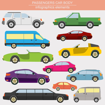 Passenger car, transportation infographics