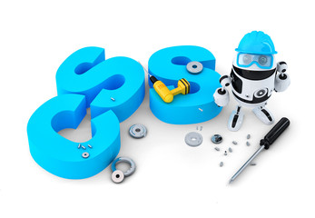 Robot with CSS sign. Technology concept. Isolated. Clipping path