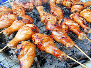 Grilled chicken Legs on the grill