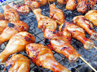 Grilled chicken Legs on the grill