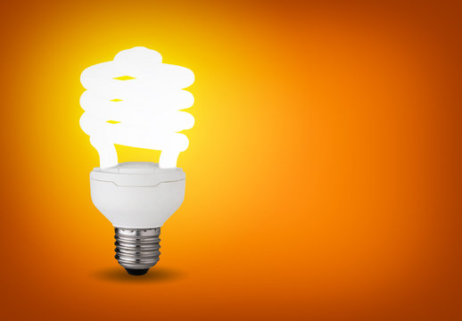 Idea concept with glowing energy saver bulb