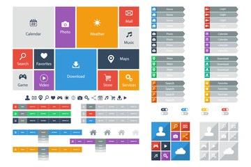 Web Design elements, buttons, icons. Templates for website.