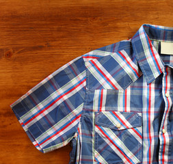 Obraz premium close up of vintage male shirt, Checkered pattern