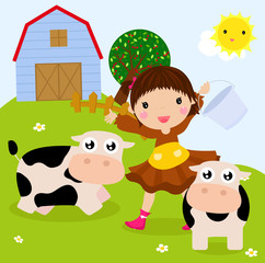 Naklejka premium Farm girl