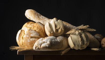 Bread on the wooden table