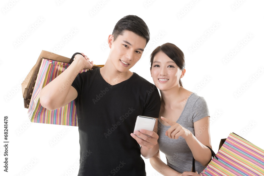 Wall mural Shopping Asian couple