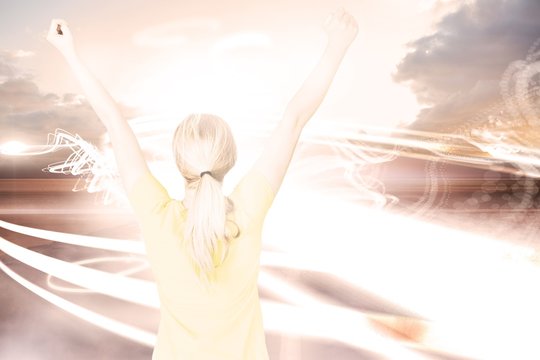 Composite image of excited football fan in brasil tshirt - Powered by Adobe