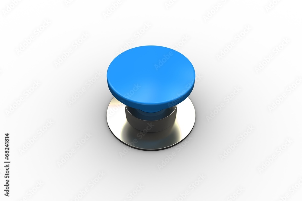 Poster Digitally generated shiny blue push button