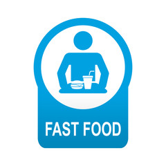 Etiqueta tipo app azul redonda FAST FOOD