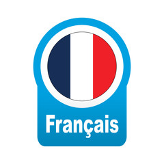 Etiqueta tipo app azul redonda Français