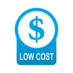 Obraz premium Etiqueta tipo app azul redonda LOW COST