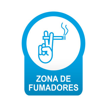 Etiqueta tipo app azul redonda ZONA DE FUMADORES
