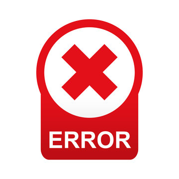 Etiqueta tipo app roja redonda ERROR