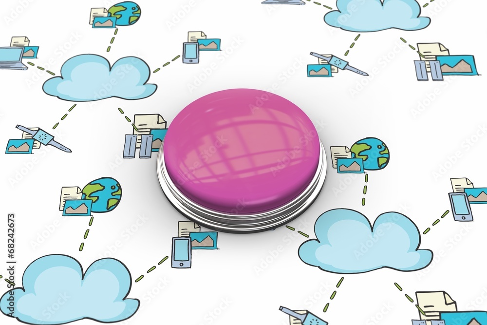 Poster Composite image of shiny pink push button