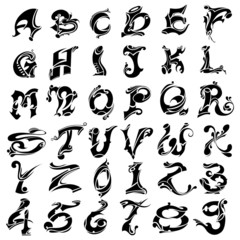 Tattoo alphabet and number