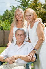 Elderly couple and their daughter