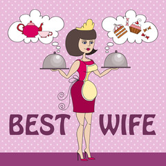 Vector illustration with food and best wife