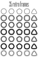 Collection of 35 vector frames for stamps and seals