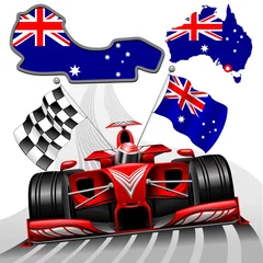 Papier Peint photo Lavable Dessiner Formula 1 Red Race Car GP Australia