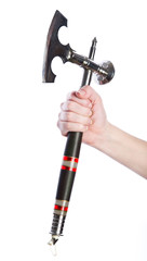Handmade ax in woman's hand