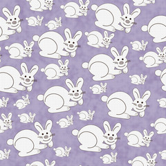 Purple and White Bunny Textured Fabric Repeat Pattern Background