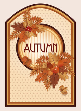 Vintage autumn card, vector illustration