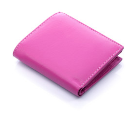 Pink wallet isolated on white - obrazy, fototapety, plakaty
